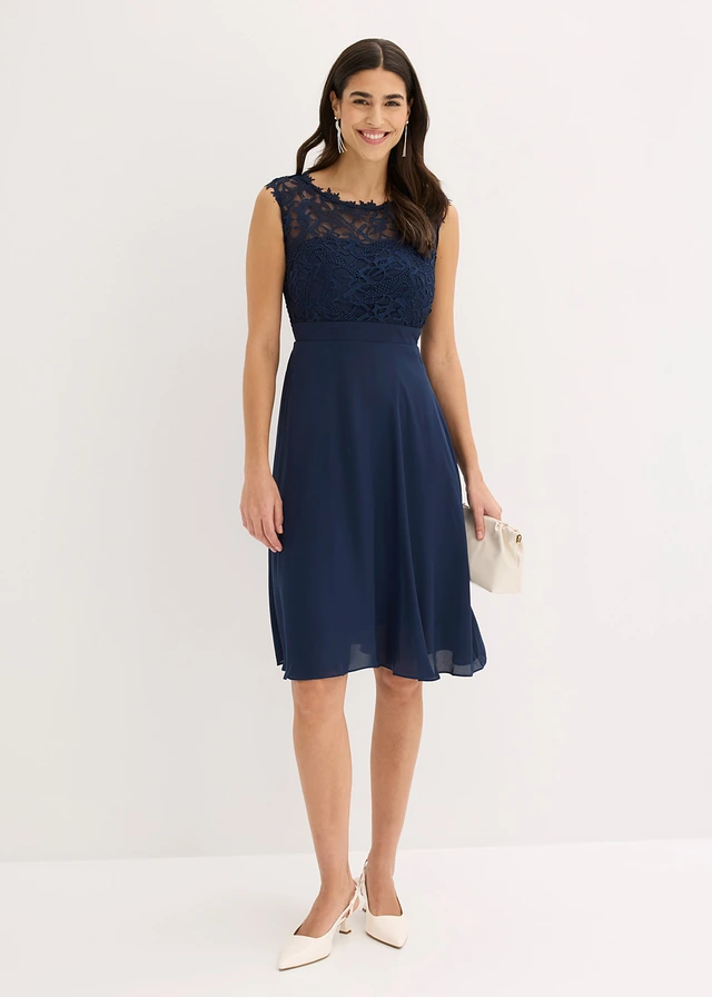 Robe courte à dentelle, Couleur: bleu foncé