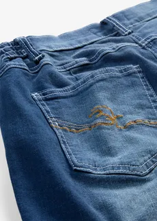 Jeansy wide leg, mid waist, z elastyczną wstawką w talii • niebieski denim "used" • sklep bonprix