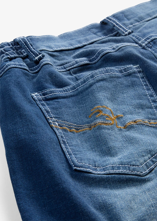 Wide leg jeans mid waist, comfort tailleband • blauw denim used • product-page.page-title-suffix