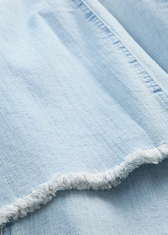 Jeansy ze stretchem wide leg, high waist • lodowy niebieski denim "used" • sklep bonprix