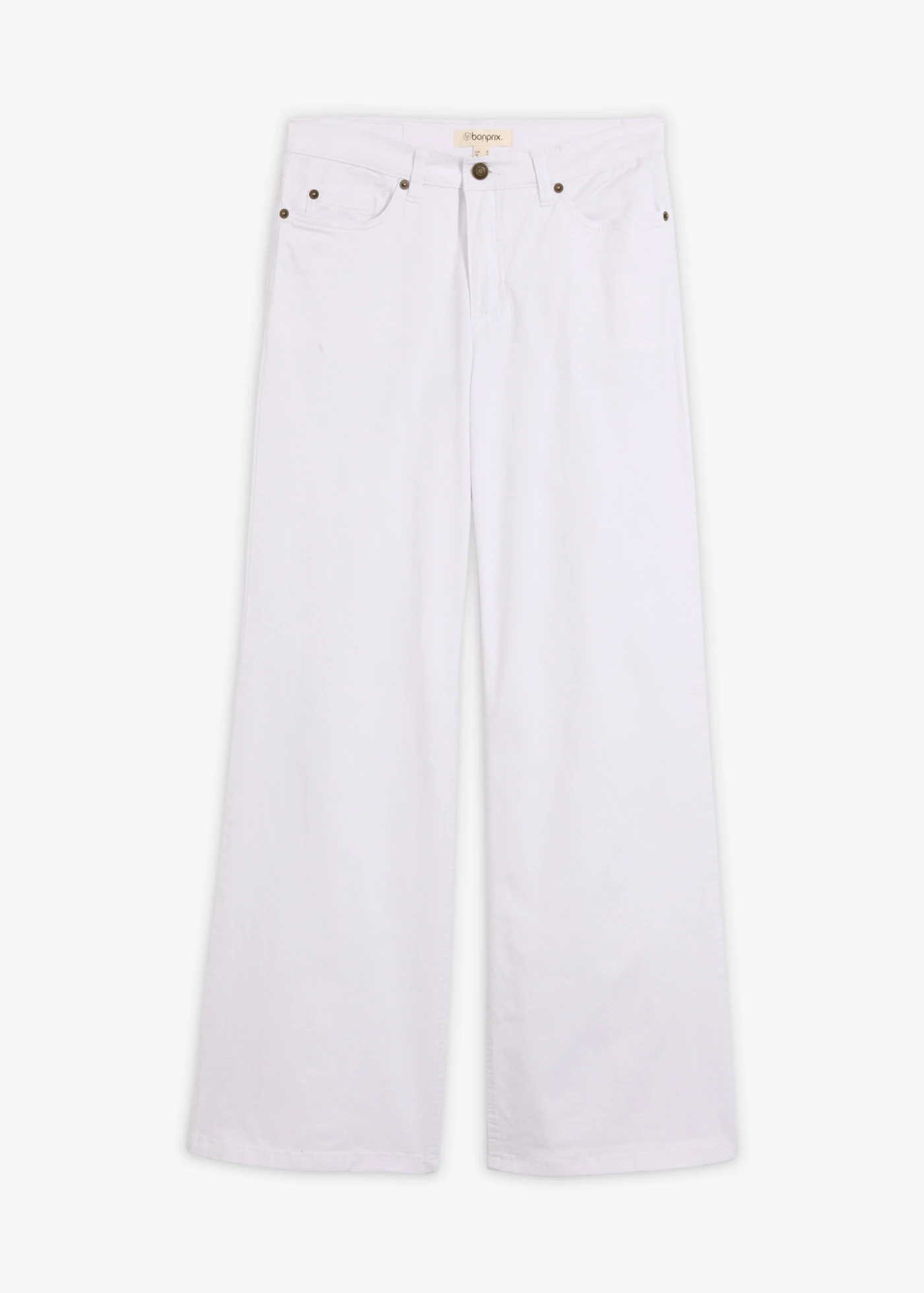 Jeansy ze stretchem wide leg, mid waist • biały denim • sklep bonprix