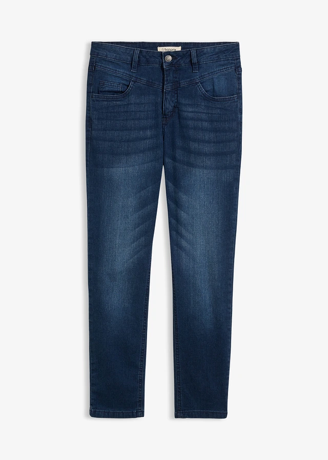 Jean skinny taille haute, raccourci, Couleur: bleu foncé denim used