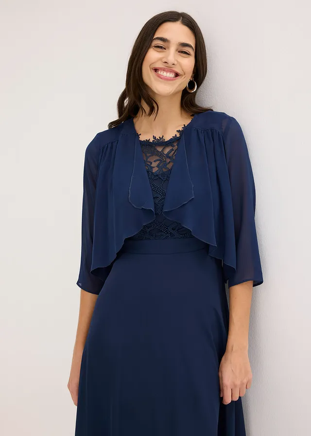 Boléro en crêpe, Couleur: bleu foncé