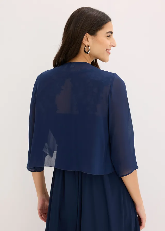 Boléro en crêpe, Couleur: bleu foncé