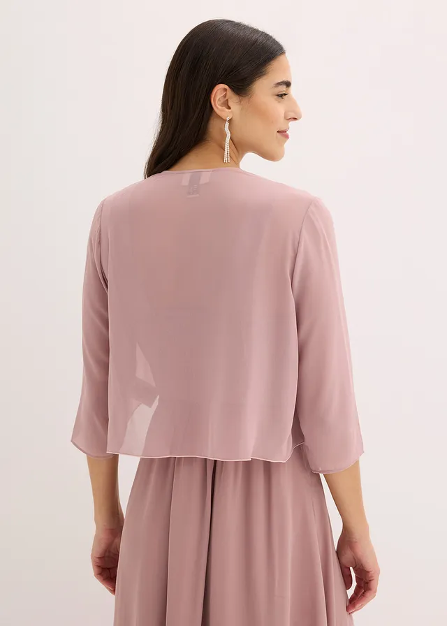 Bolero van elegant chiffon, Kleur: rozenhout