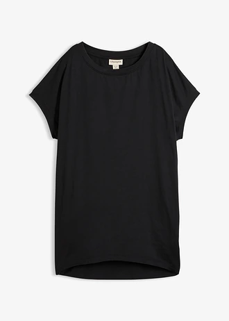 T-shirt long 100% coton, Couleur: noir