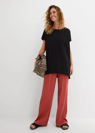 T-shirt long 100% coton, Couleur: noir