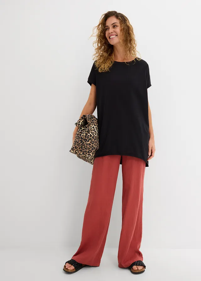 Longshirt van katoen marsala