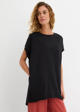 T-shirt long 100% coton, Couleur: noir