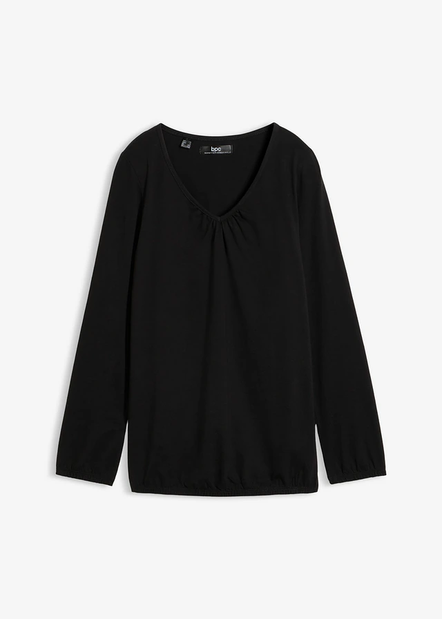 T-shirt manches longues 100% coton, finitions élastiquées
