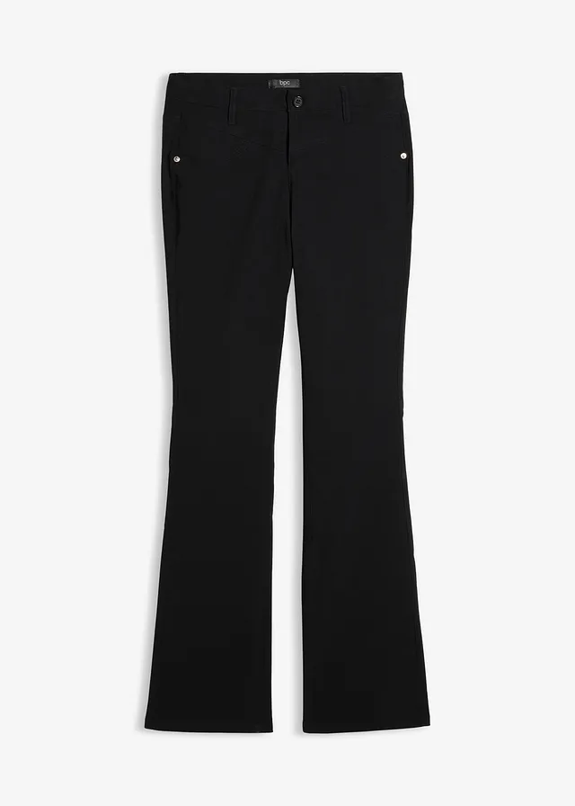 Bengaline stretch broek, bootcut, Kleur: zwart