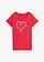 T-shirt coton à imprimé cœur, Couleur: rouge grenade imprimé