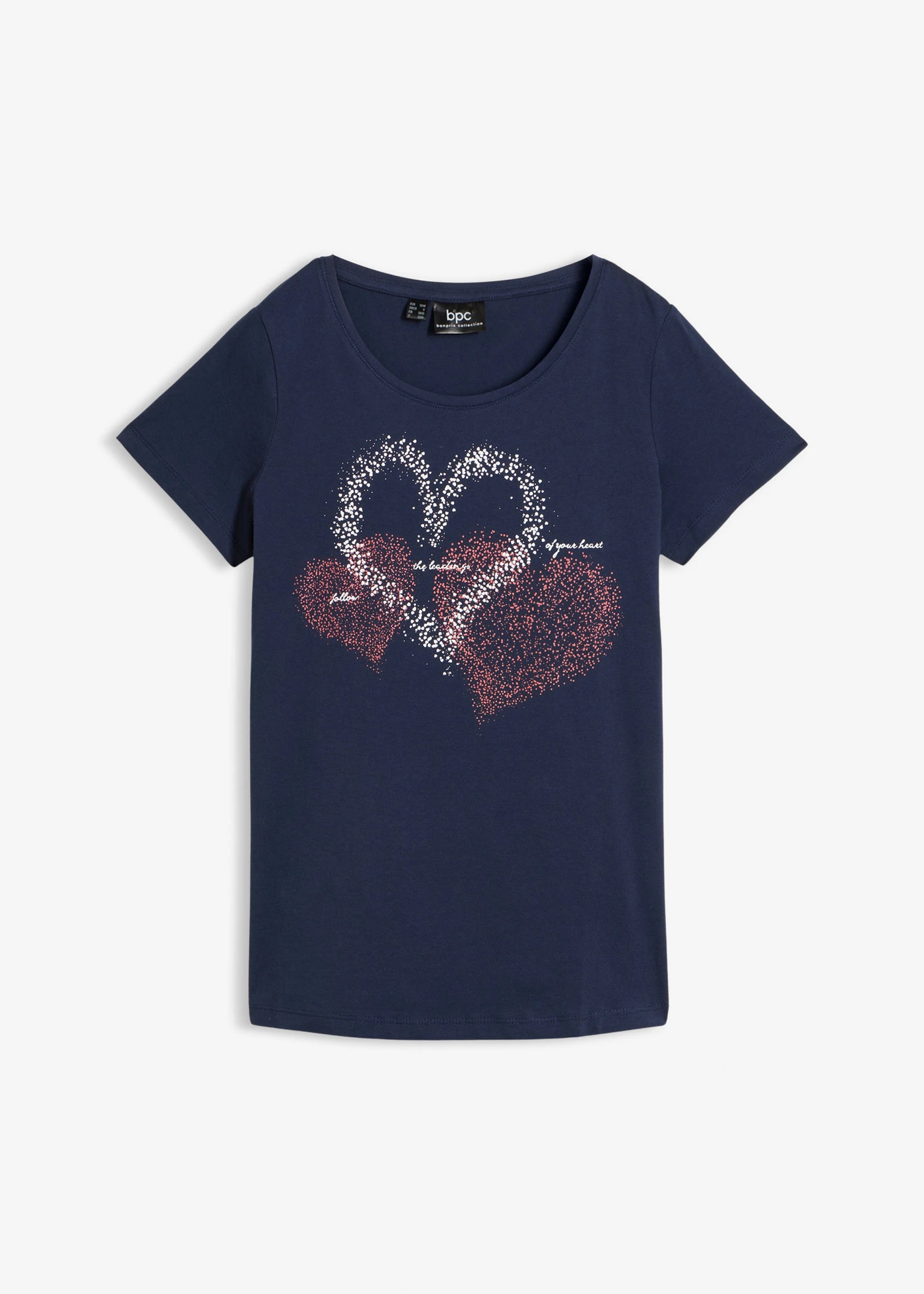 Katoenen shirt met hart van biologisch katoen • donkerblauw • bonprix online shop