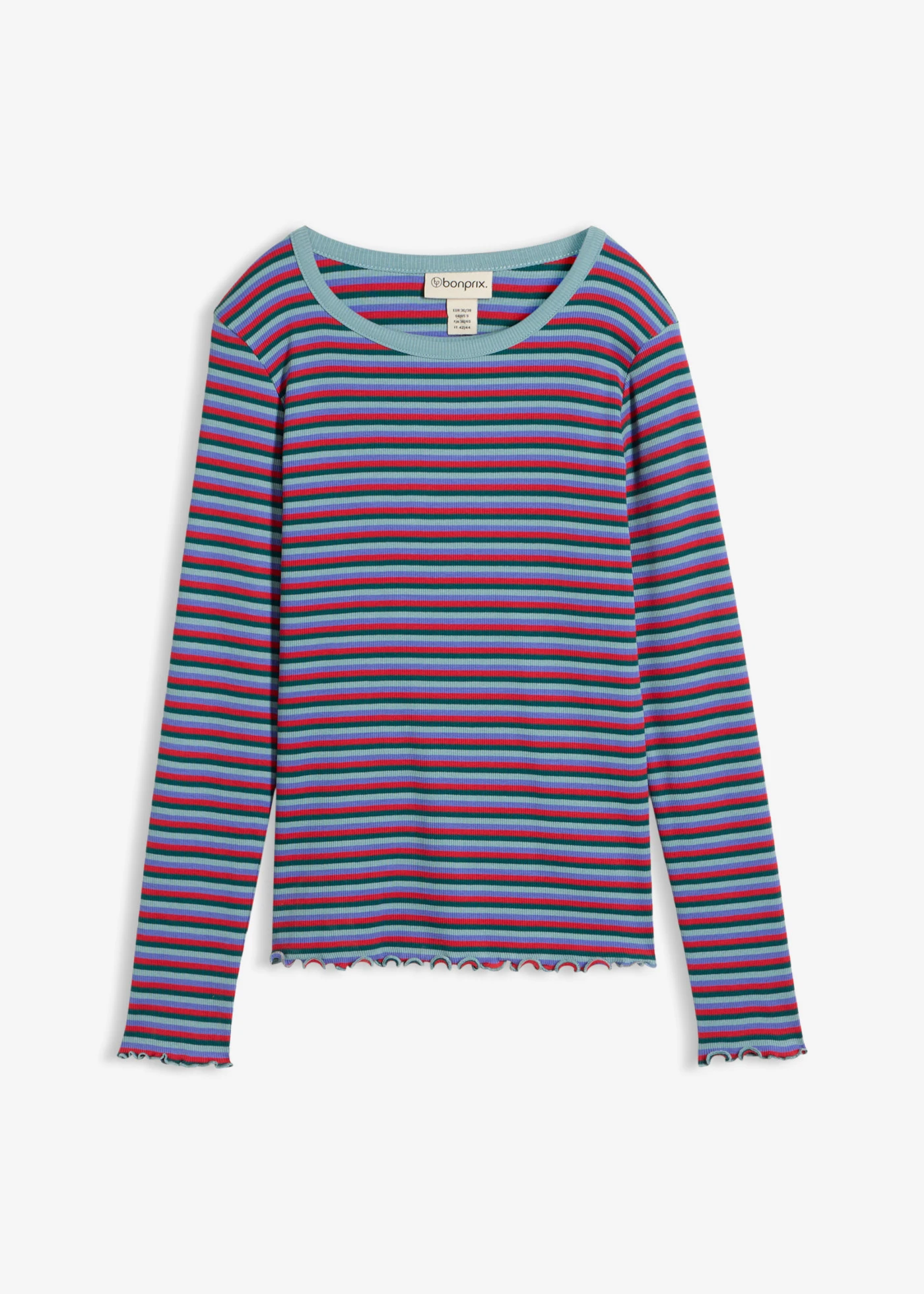 T-shirt côtelé en coton • pétrole/bleu minéral/bleu mauve/rouge tomate rayé • product-page.page-title-suffix