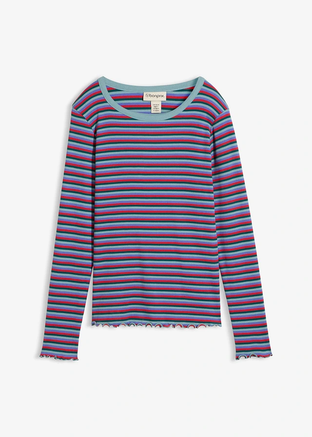 T-shirt rayé en coton côtelé