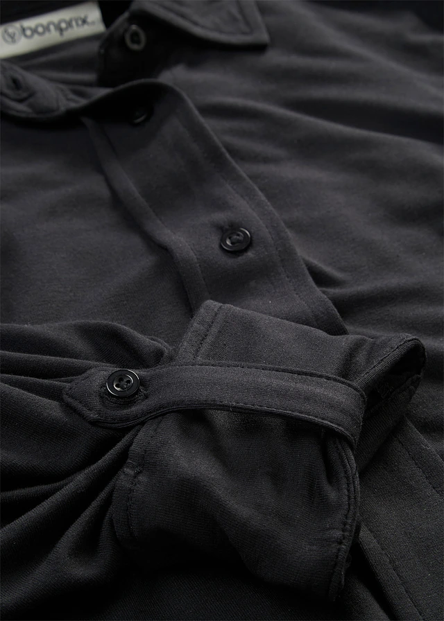 Chemisier long en jersey, Couleur: noir