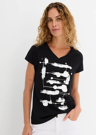 T-shirt, Couleur: noir-blanc imprimé