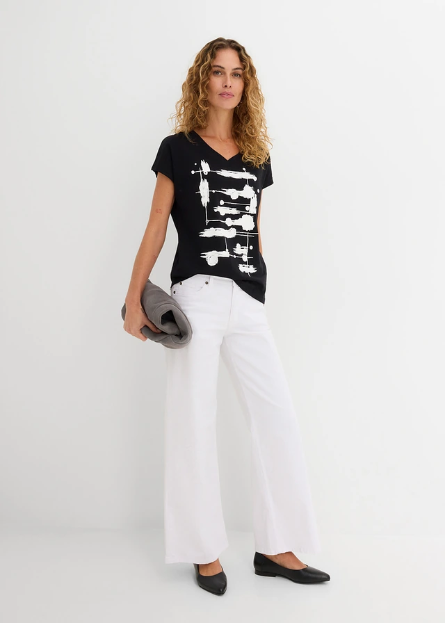 T-shirt, Couleur: noir-blanc imprimé