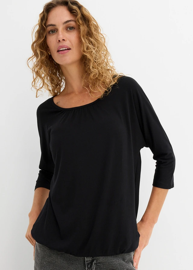 T-shirt oversize en viscose mélangée, Couleur: noir