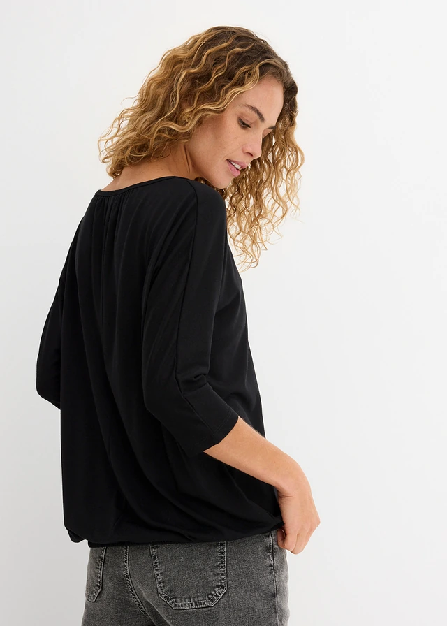 T-shirt oversize en viscose mélangée, Couleur: noir