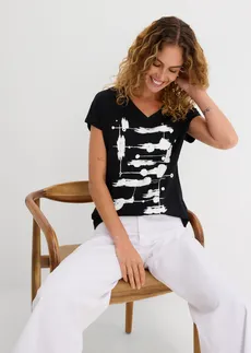T-shirt • noir-blanc imprimé • Boutique bonprix