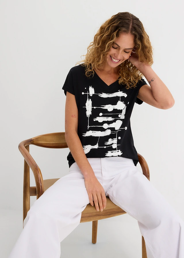 T-shirt • noir-blanc imprimé • product-page.page-title-suffix