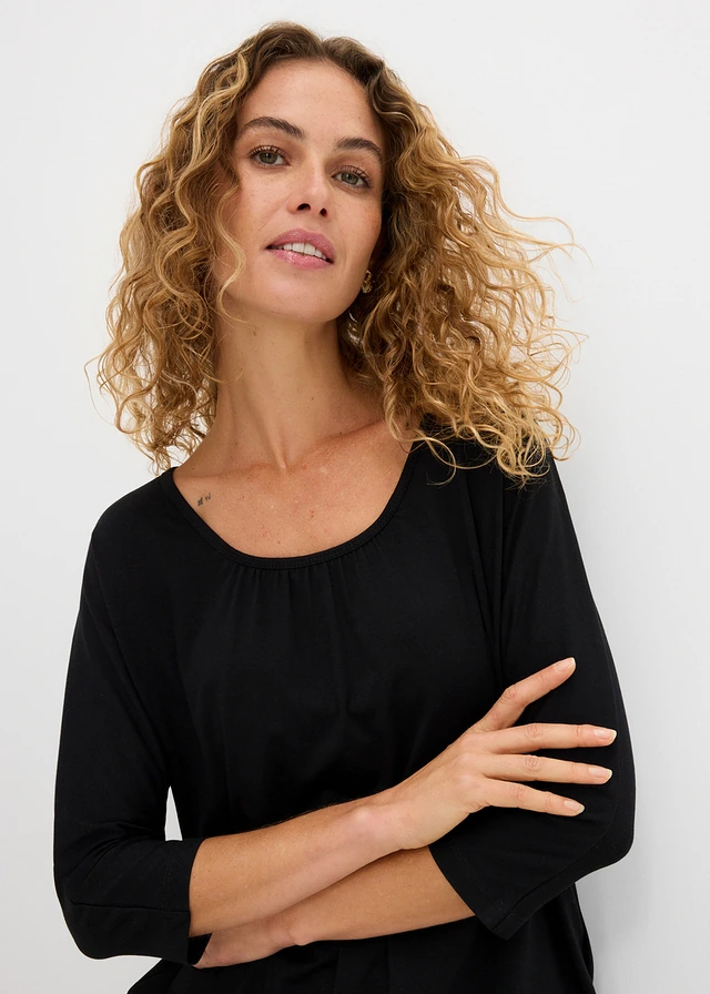 Oversized shirt in een viscosemix • zwart • product-page.page-title-suffix