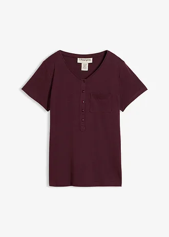 T-shirt z plisą guzikową