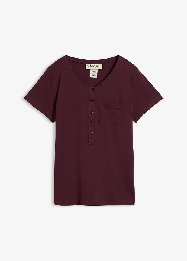 Tricou cu bandă de nasturi • bordo • magazin bonprix