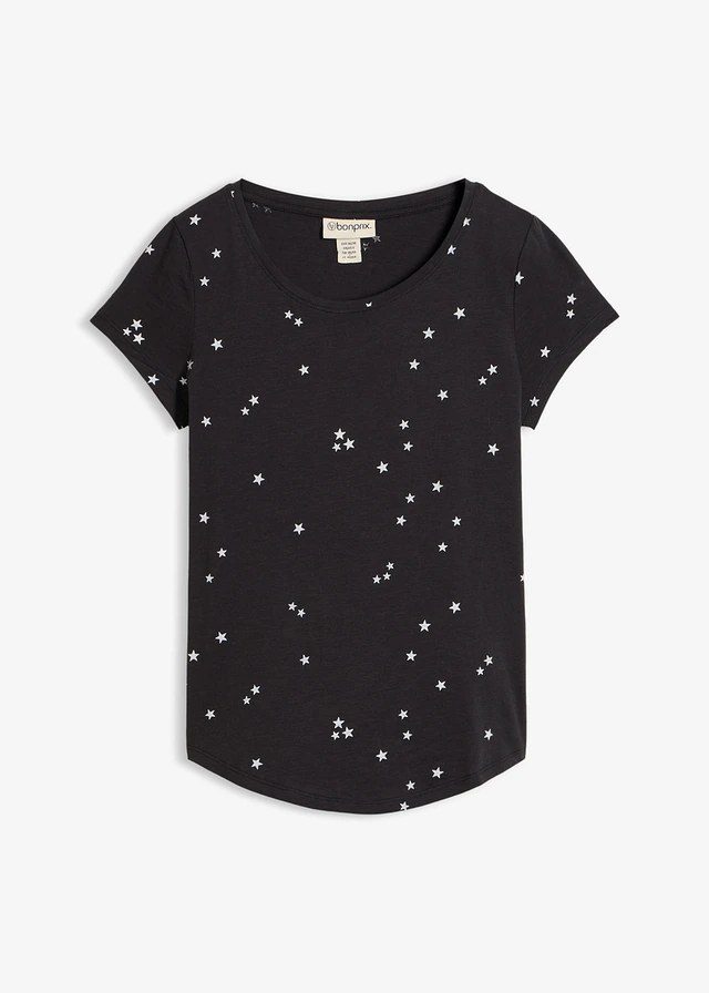 T-shirt 100% coton, Couleur: noir imprimé