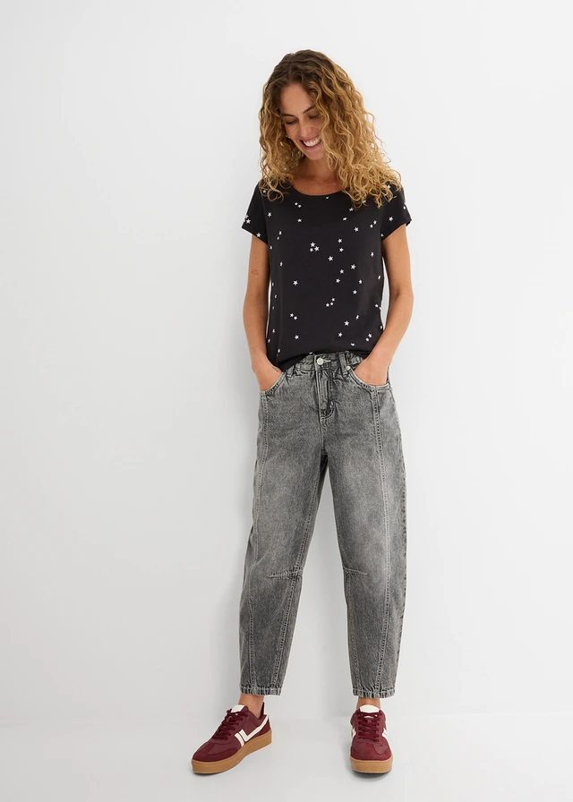 T-shirt 100% coton, Couleur: noir imprimé