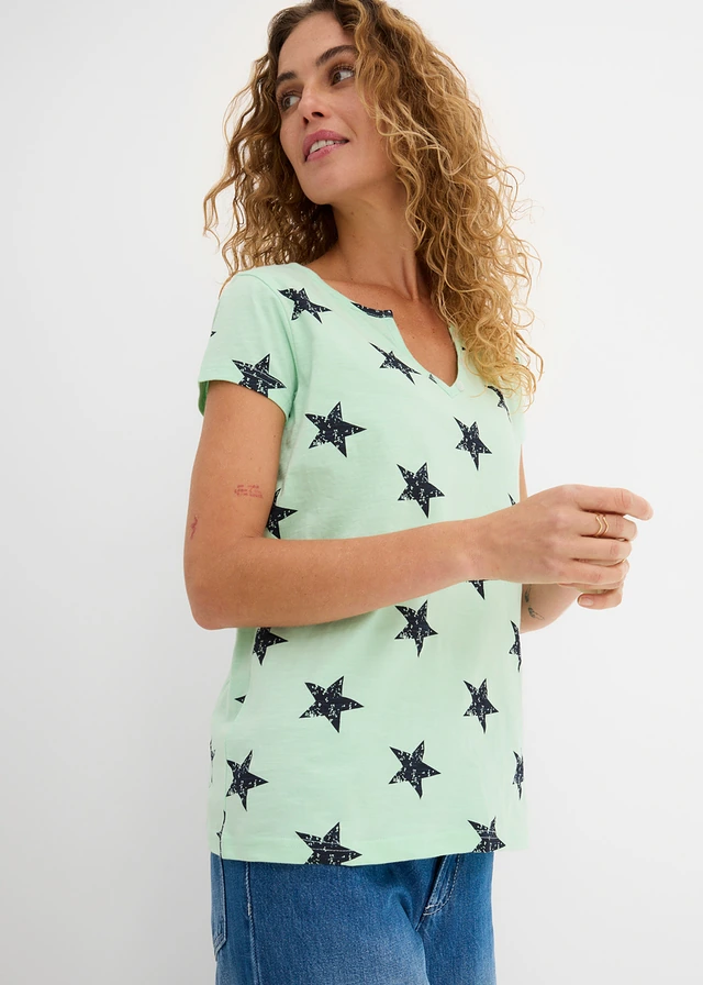 Shirt met sterrenprint • groen-donkerblauw gedessineerd • product-page.page-title-suffix