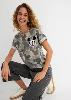 Shirt Mickey Mouse borduursel groen-bruin camouflage