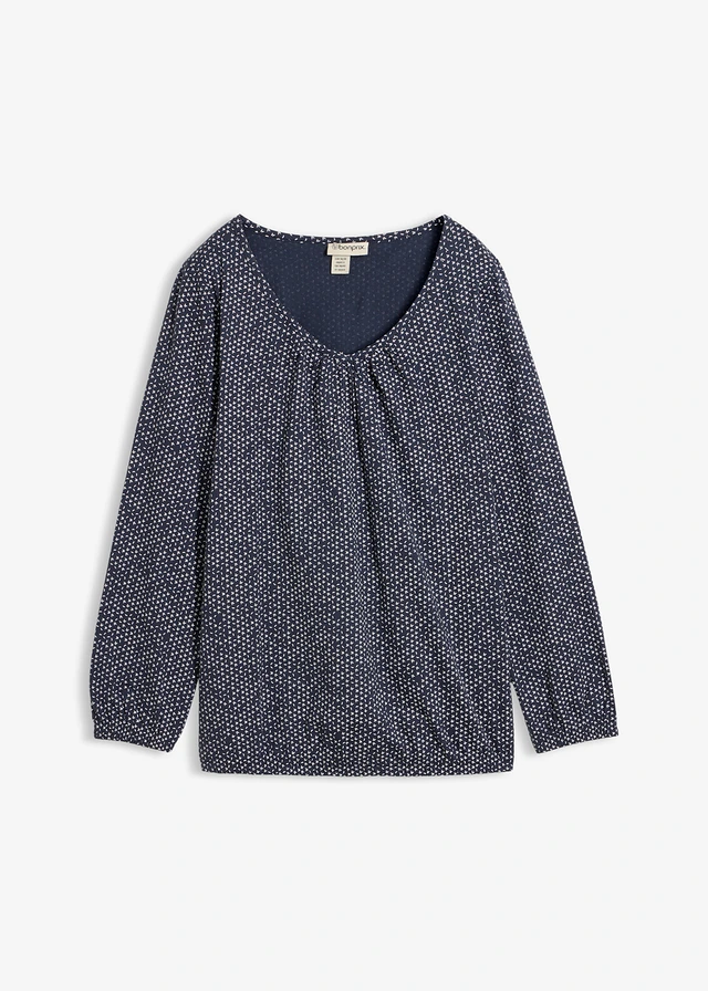 Longsleeve van biologisch katoen, Kleur: donkerblauw gedessineerd