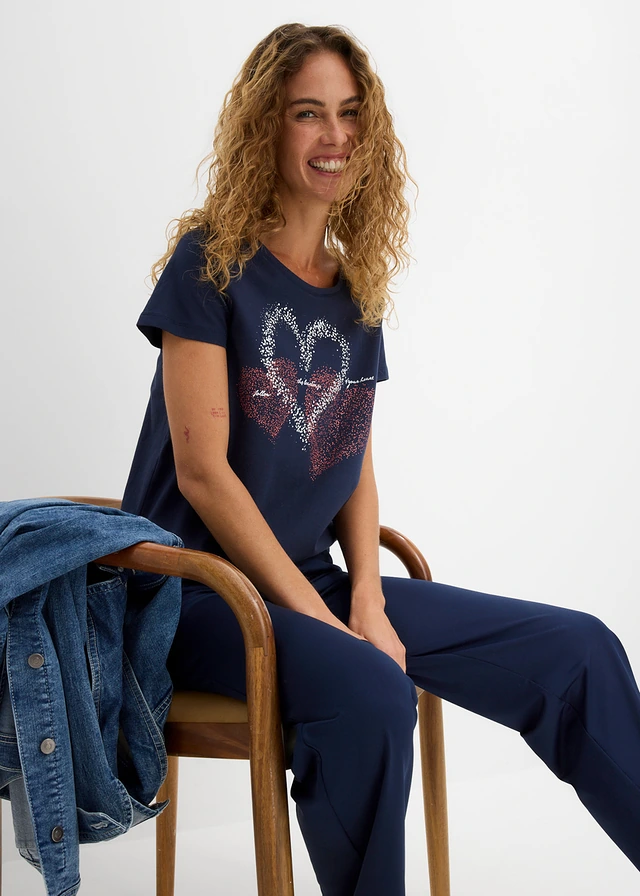 T-shirt coton à imprimé cœur • bleu foncé • product-page.page-title-suffix
