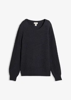 Pulover cu tricot texturat, din material cu bumbac