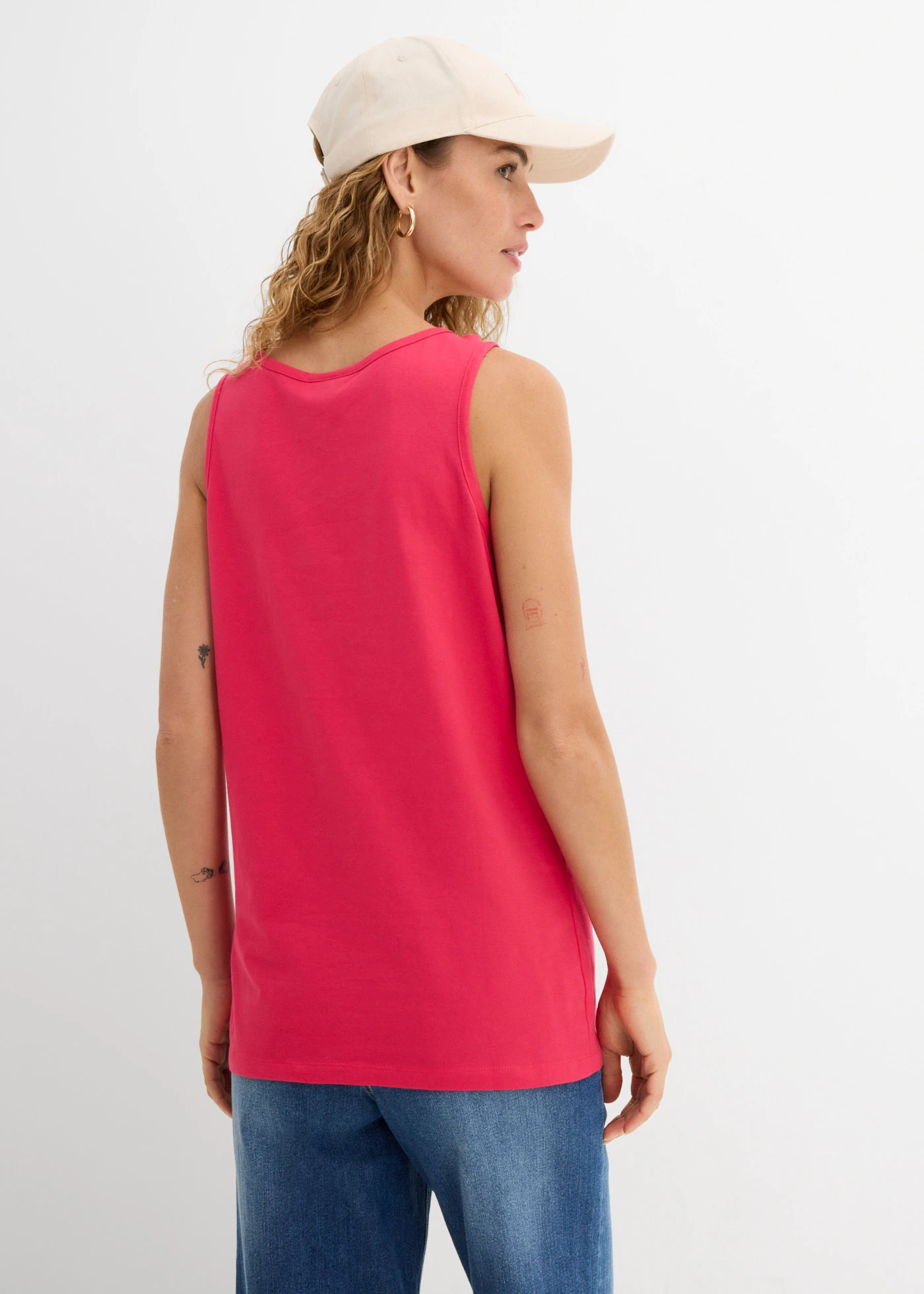 Długi top (5 sztuk) • różowy hibiskus+jasnoszary melanż+biały+czarny+ciemnoniebieski • sklep bonprix