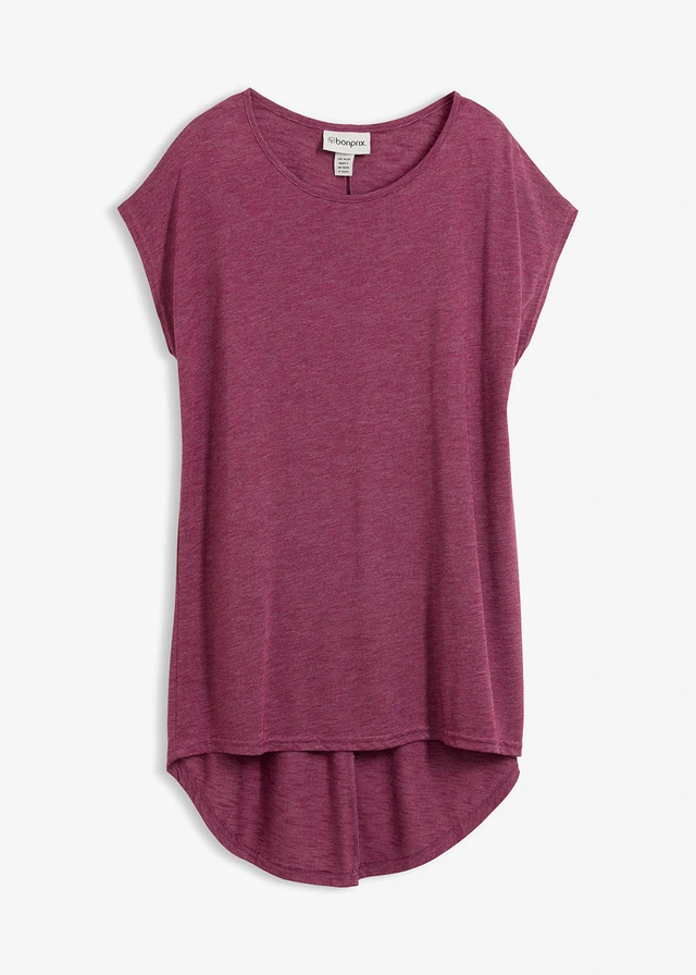 T-shirt long en viscose mélangée, Couleur: prune multicolore