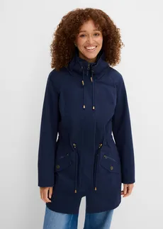 Krátká bavlněná parka se stojáčkem, vypasovaná • tmavě modrá • bonprix obchod