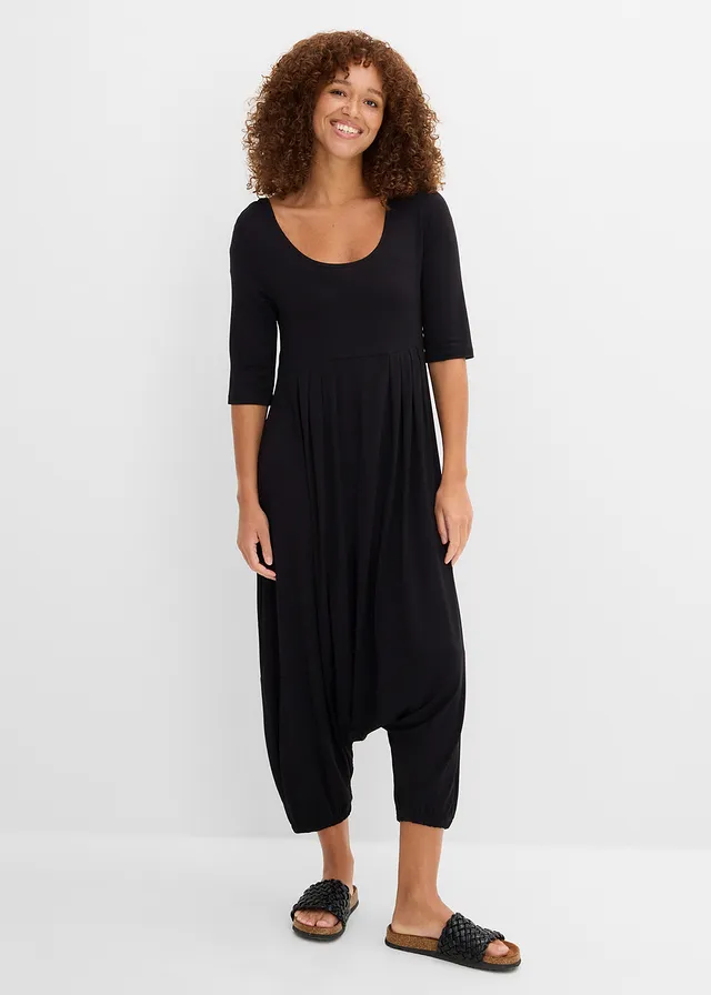 Combinaison fluide en jersey viscose, Couleur: noir