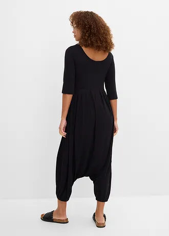 Jersey jumpsuit van soepele viscose, Kleur: zwart