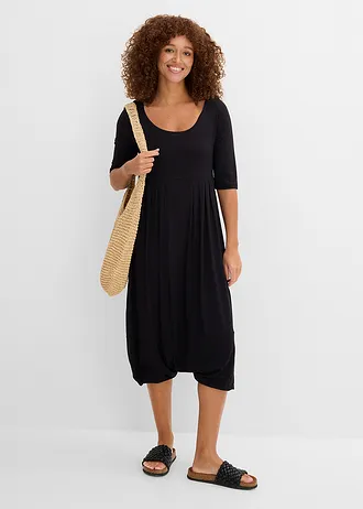 Jersey jumpsuit van soepele viscose, Kleur: zwart