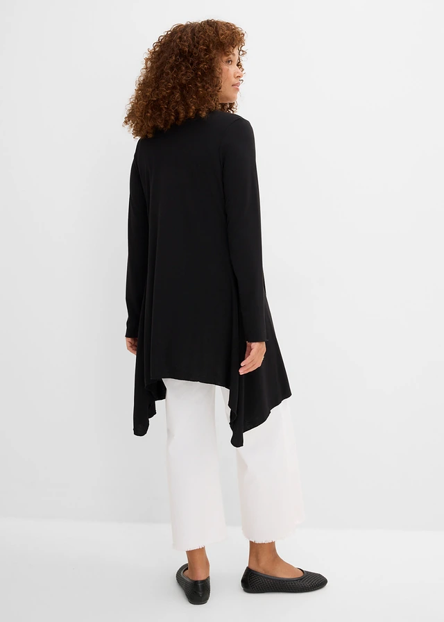 Gilet fluide en viscose mélangée, Couleur: noir