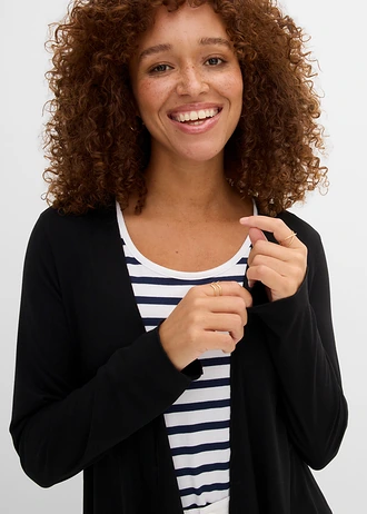 Jachetă tricot din material moale cu viscoză • negru • magazin bonprix