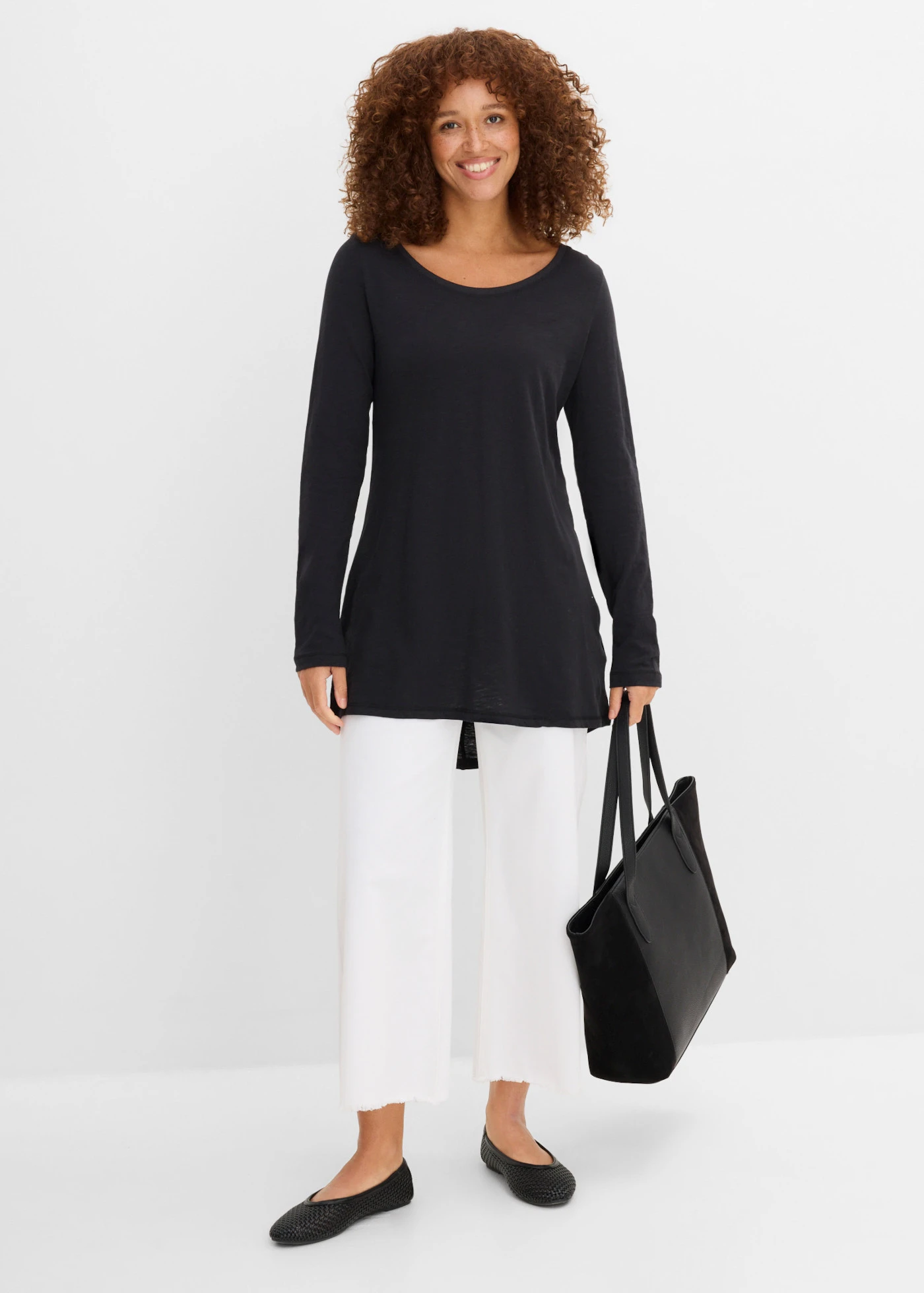 Bluză cu mâneci lungi din jerse • negru • magazin bonprix