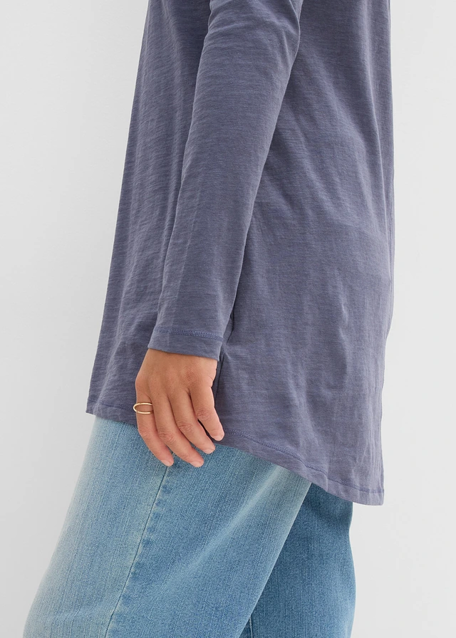 Longsleeve van licht slubjersey materiaal • indigo • product-page.page-title-suffix