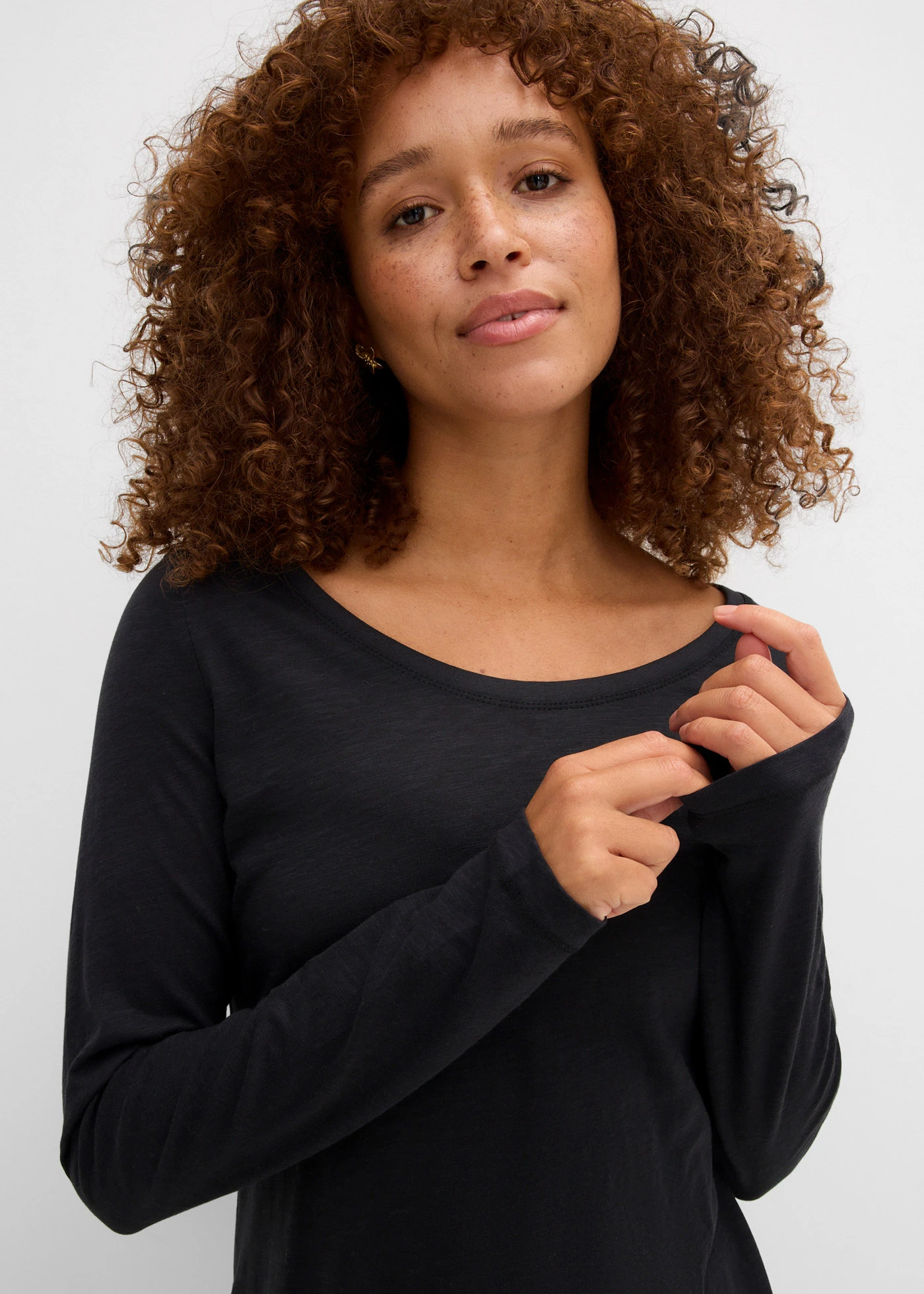 Longsleeve van puur katoen • zwart • bonprix online shop