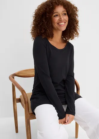 Longsleeve van puur katoen • zwart • bonprix online shop