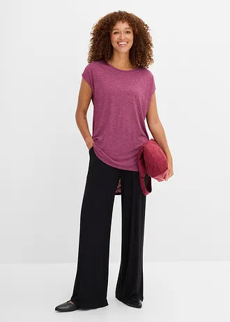 T-shirt long en viscose mélangée, Couleur: prune multicolore