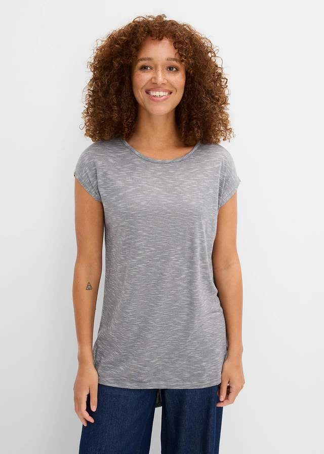 Longshirt in een viscosemix, Kleur: grijs multi
